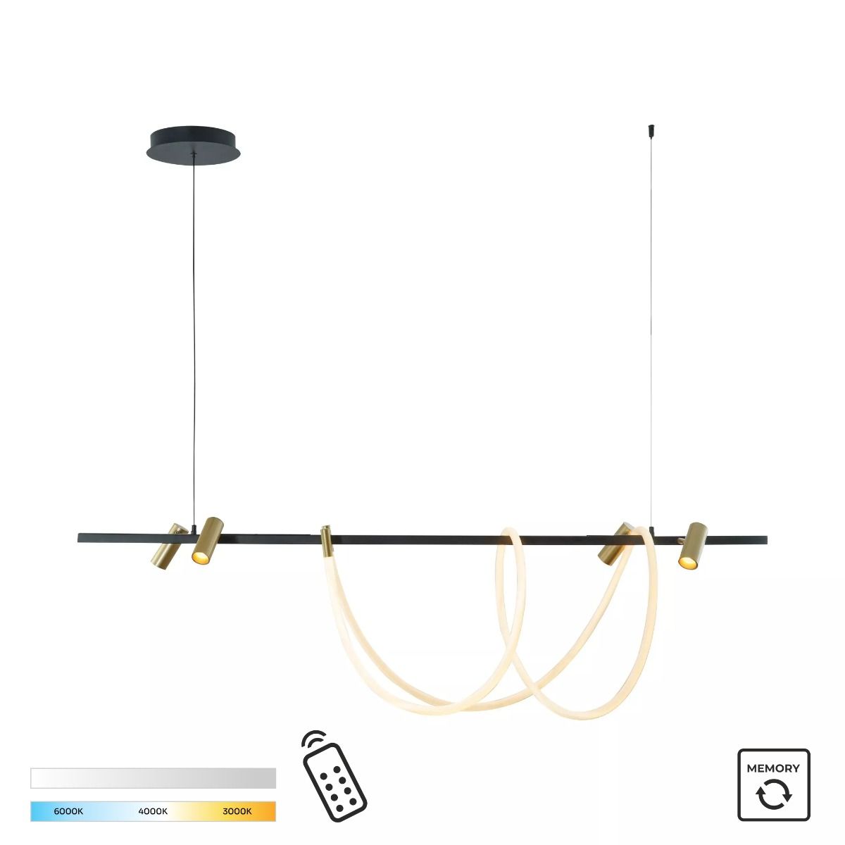 2200277L BALBO LAMPA WISZĄCA ZŁOTA-CZARNA/GOLD-BLACK