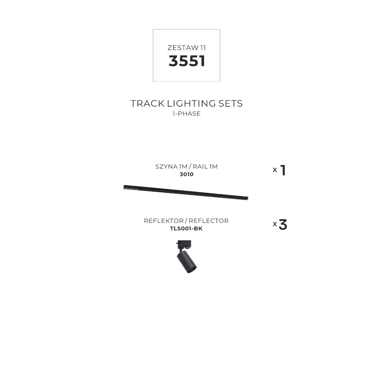 3551 Zestaw 11 szynoprzewody BLACK jednoobwodowy