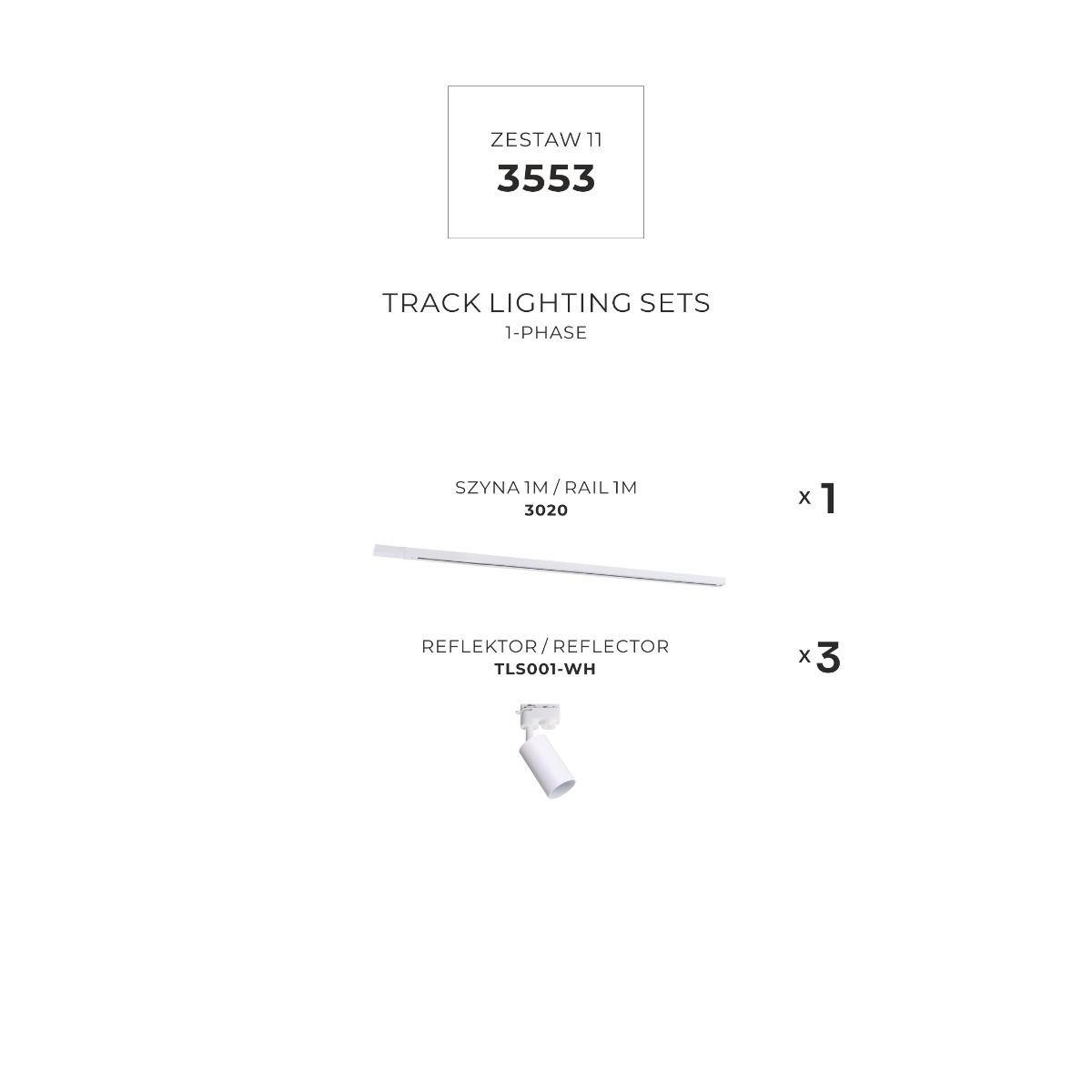 3553 Zestaw 11 szynoprzewody WHITE jednoobwodowy