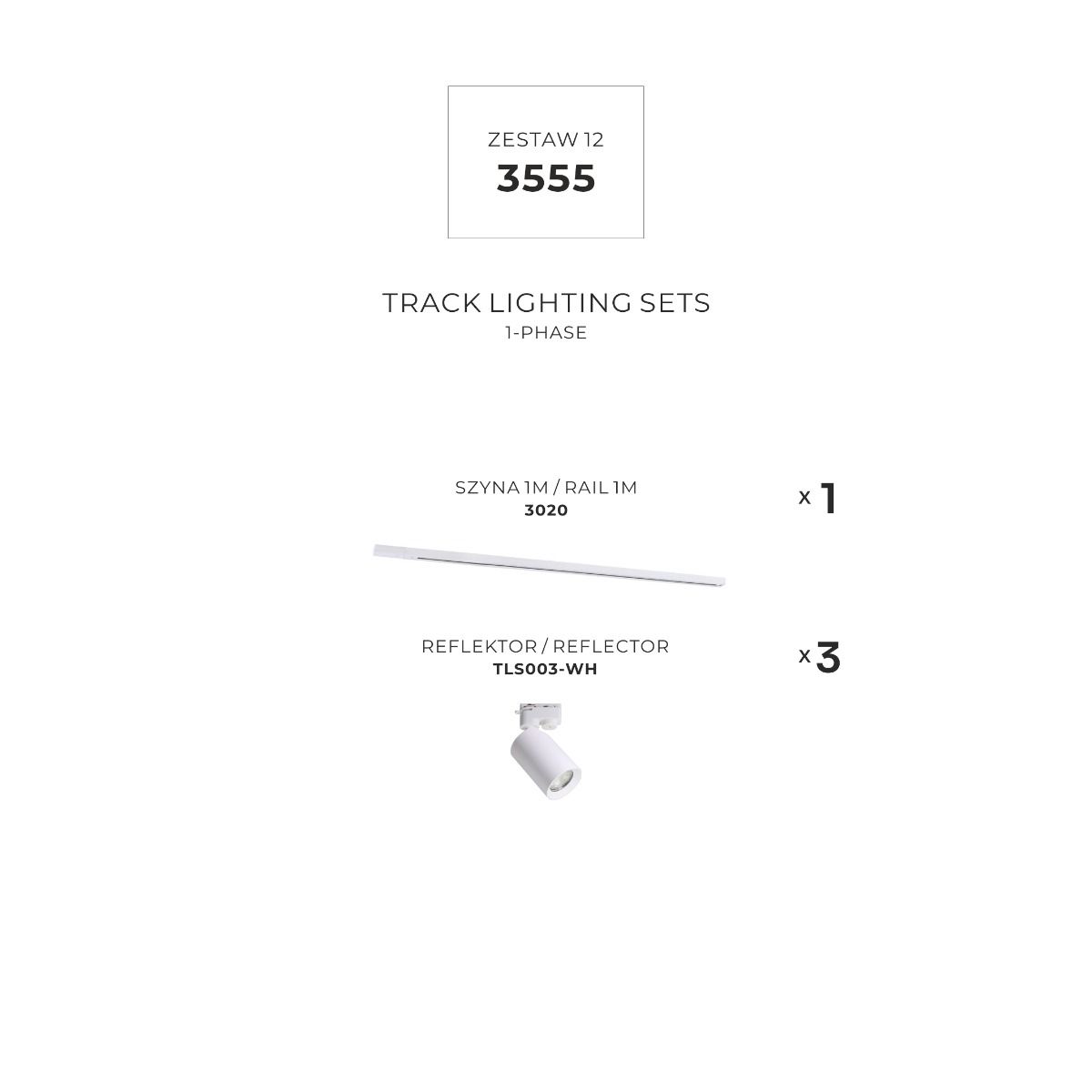 3555 Zestaw 12 szynoprzewody WHITE jednoobwodowy