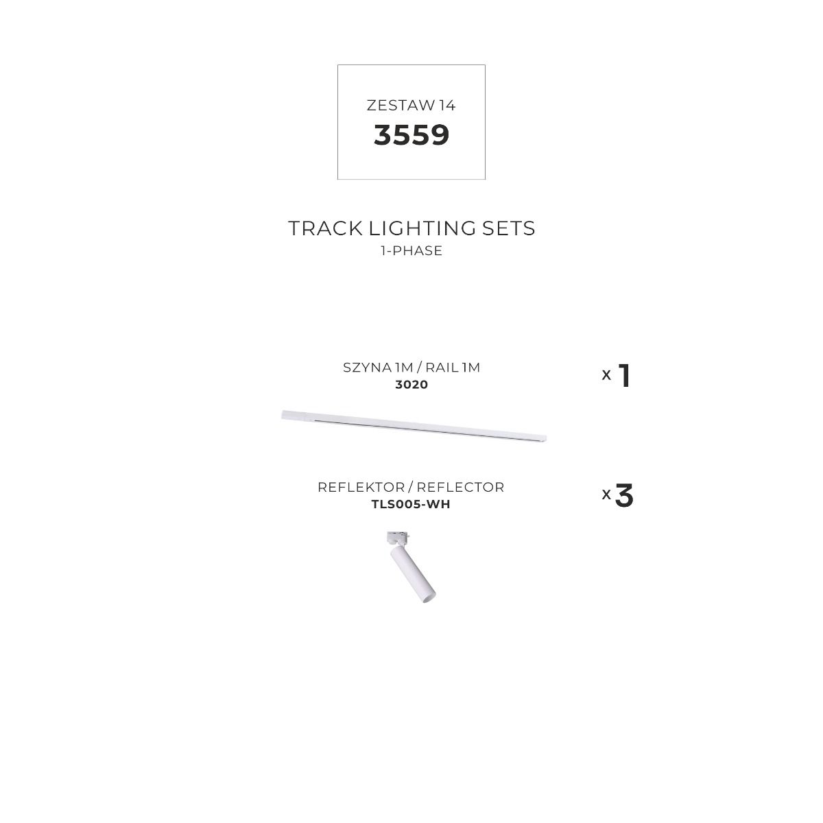 3559 Zestaw 14 szynoprzewody WHITE jednoobwodowy