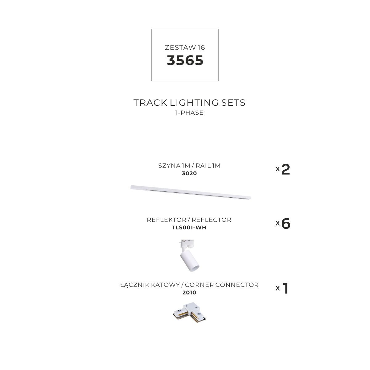 3565 Zestaw 16 szynoprzewody WHITE jednoobwodowy