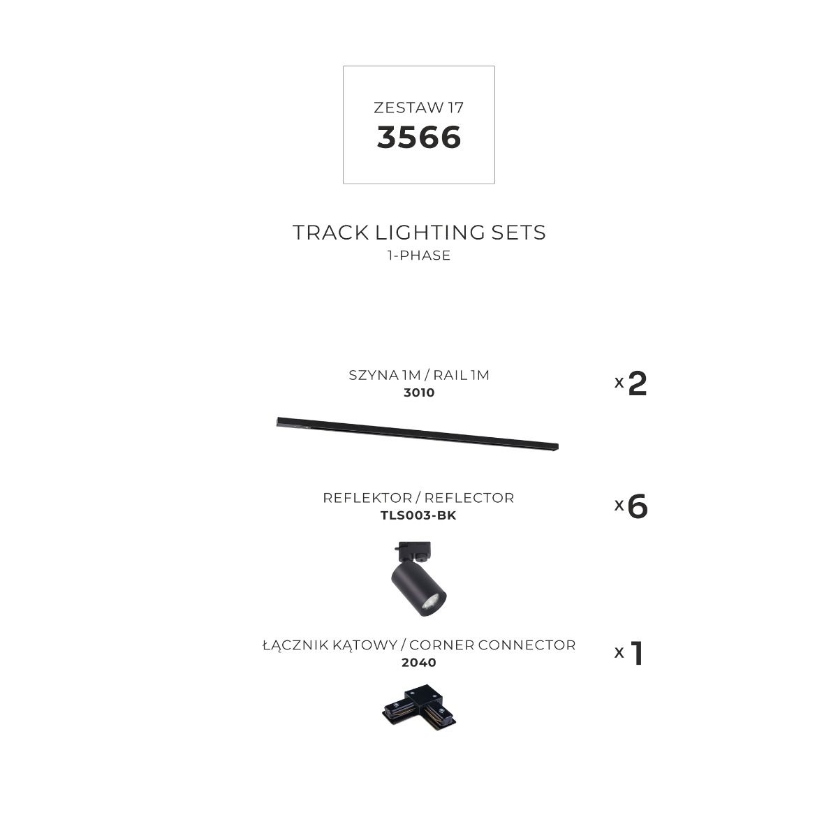 3566 Zestaw 17 szynoprzewody BLACK jednoobwodowy