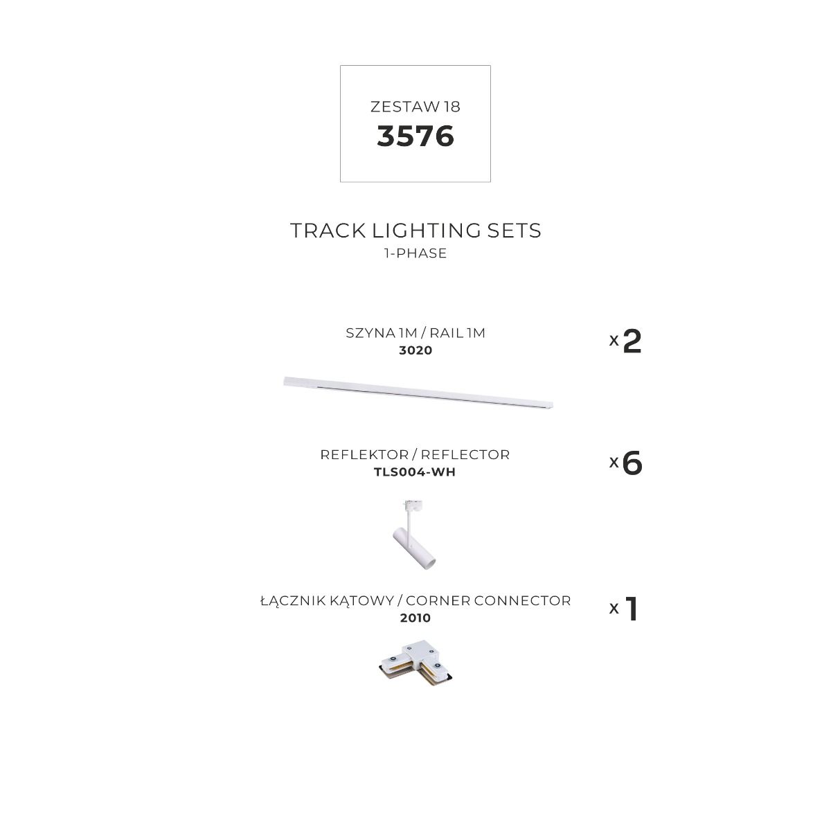 3576 Zestaw 18 szynoprzewody WHITE jednoobwodowy