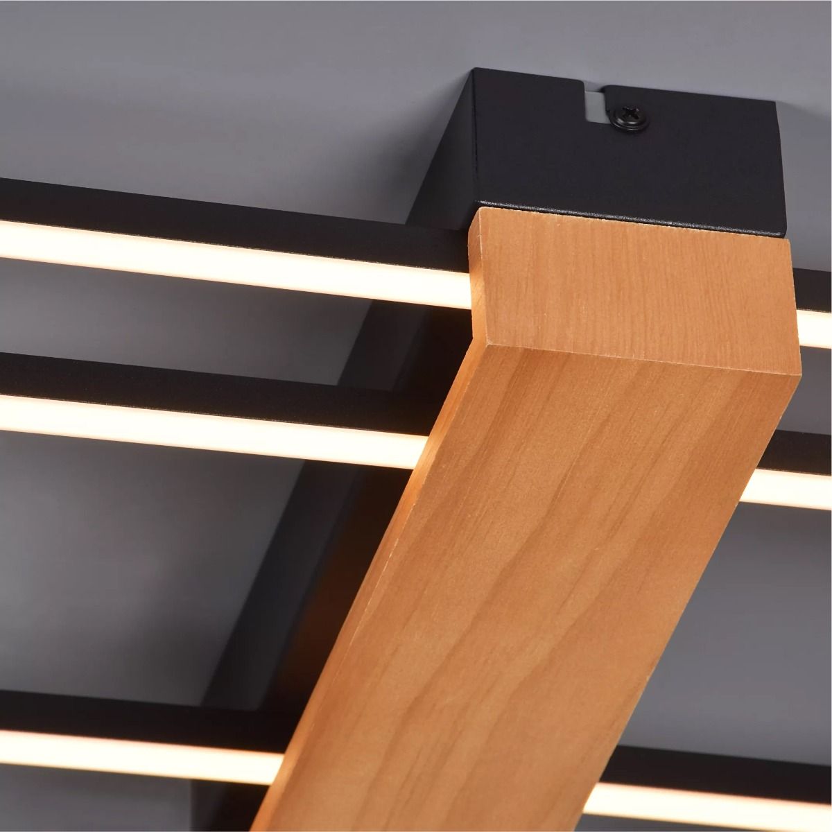 C230624202 MINAR LAMPA SUFITOWA CZARNA+DREWNO/BLACK+WOOD