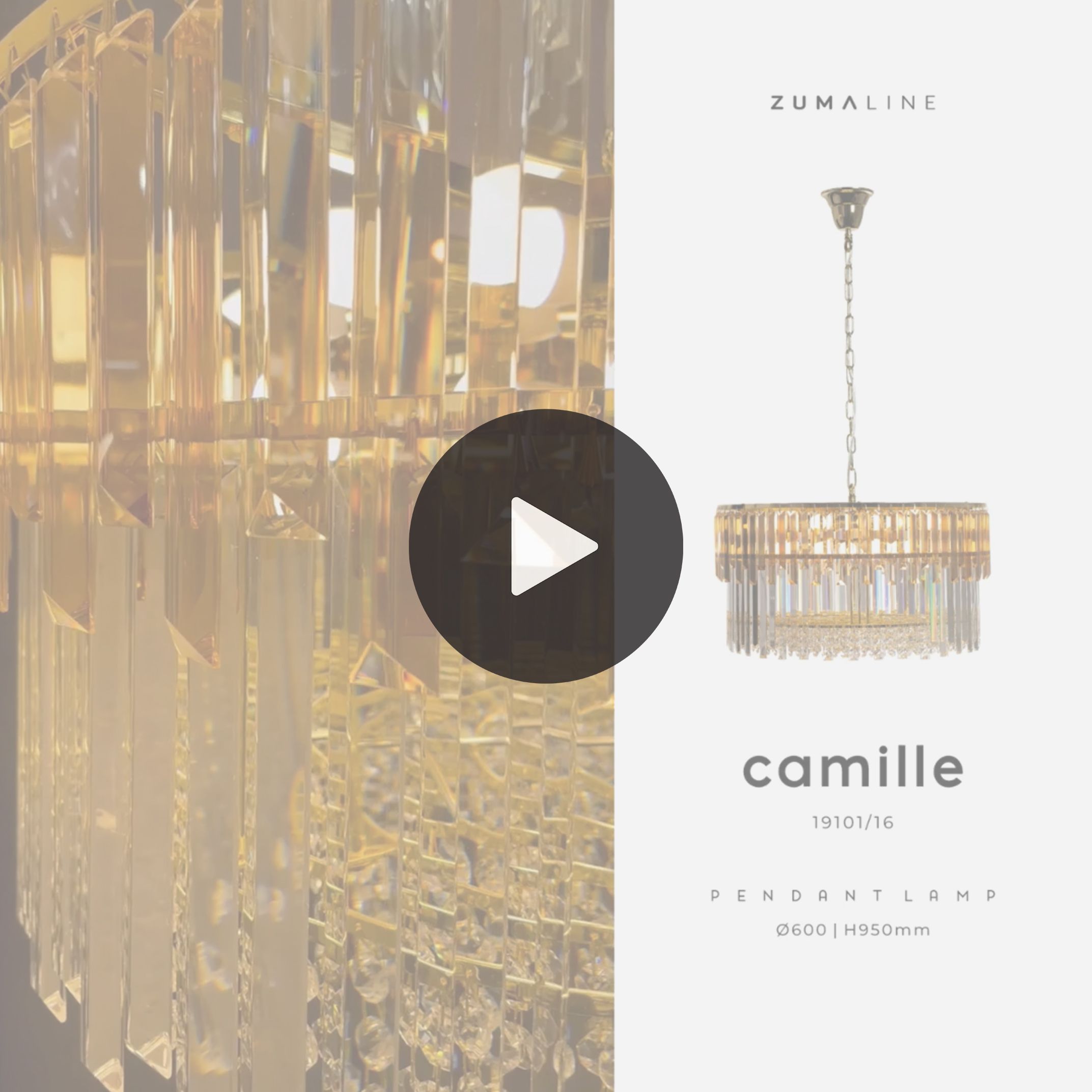 19101/16 CAMILLE LAMPA WISZĄCA ZŁOTA/GOLD
