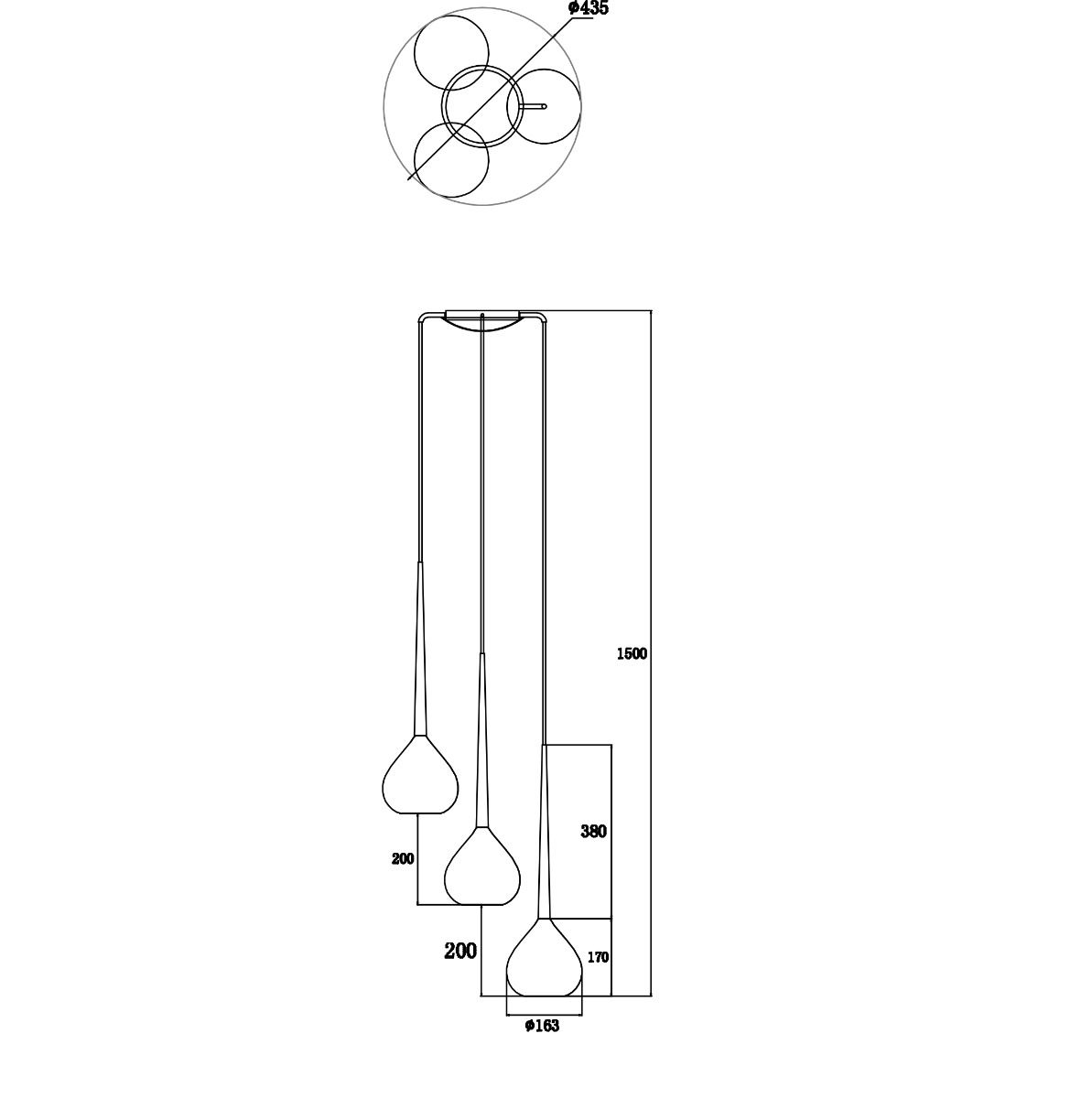 Lampa wisząca LIBRA MD2128A-3S