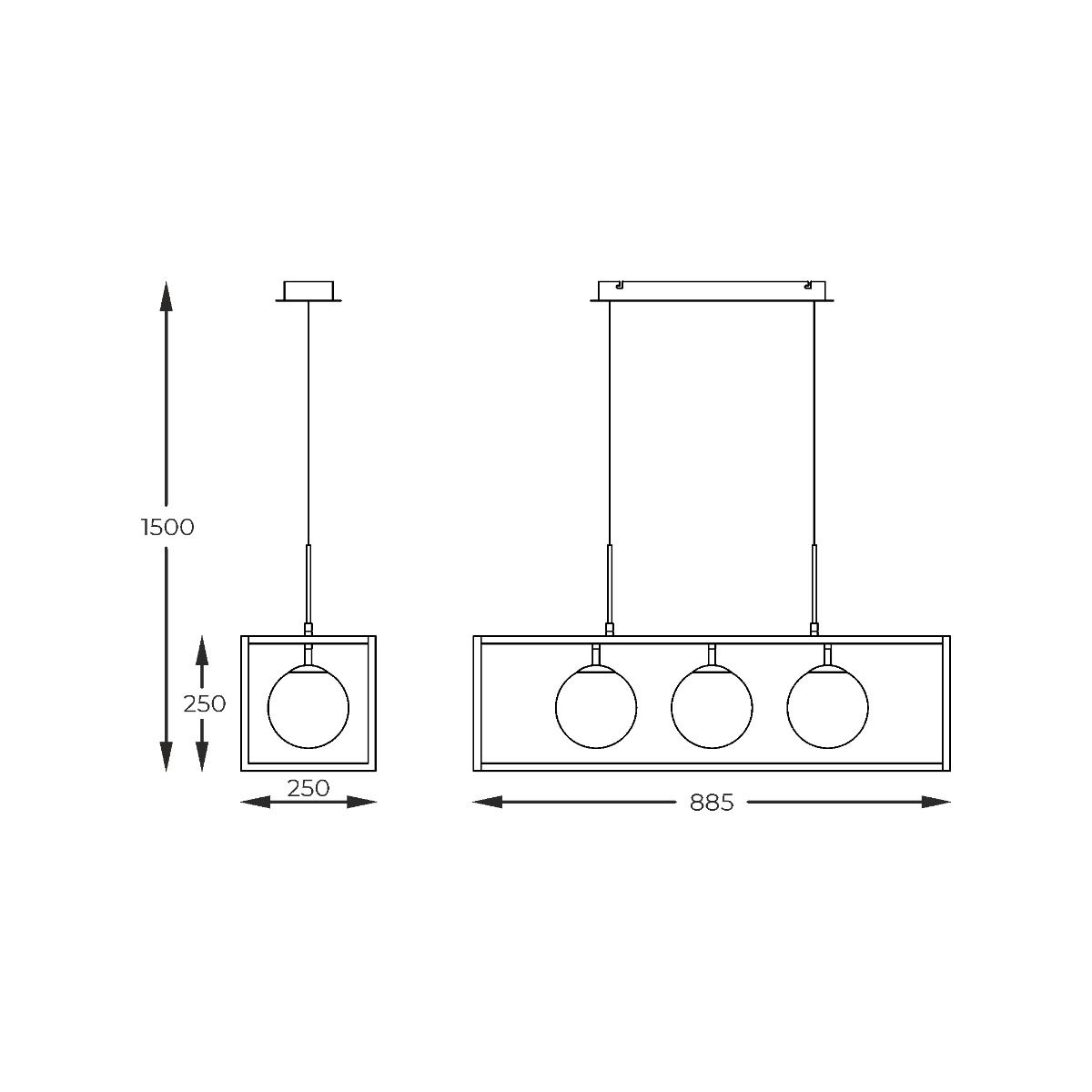 MD3115-3-3BT PIRO LAMPA WISZĄCA CZARNA/BLACK