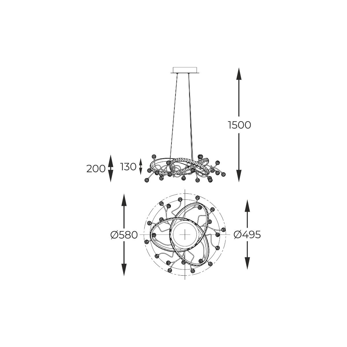 MD3481-1S-3BCT MAIA LAMPA WISZĄCA CZARNA/BLACK