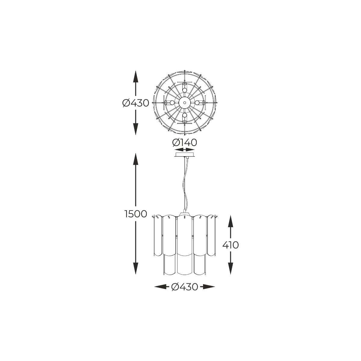 MD3523-8M-EBCN NIRA LAMPA WISZĄCA CZARNA/BLACK