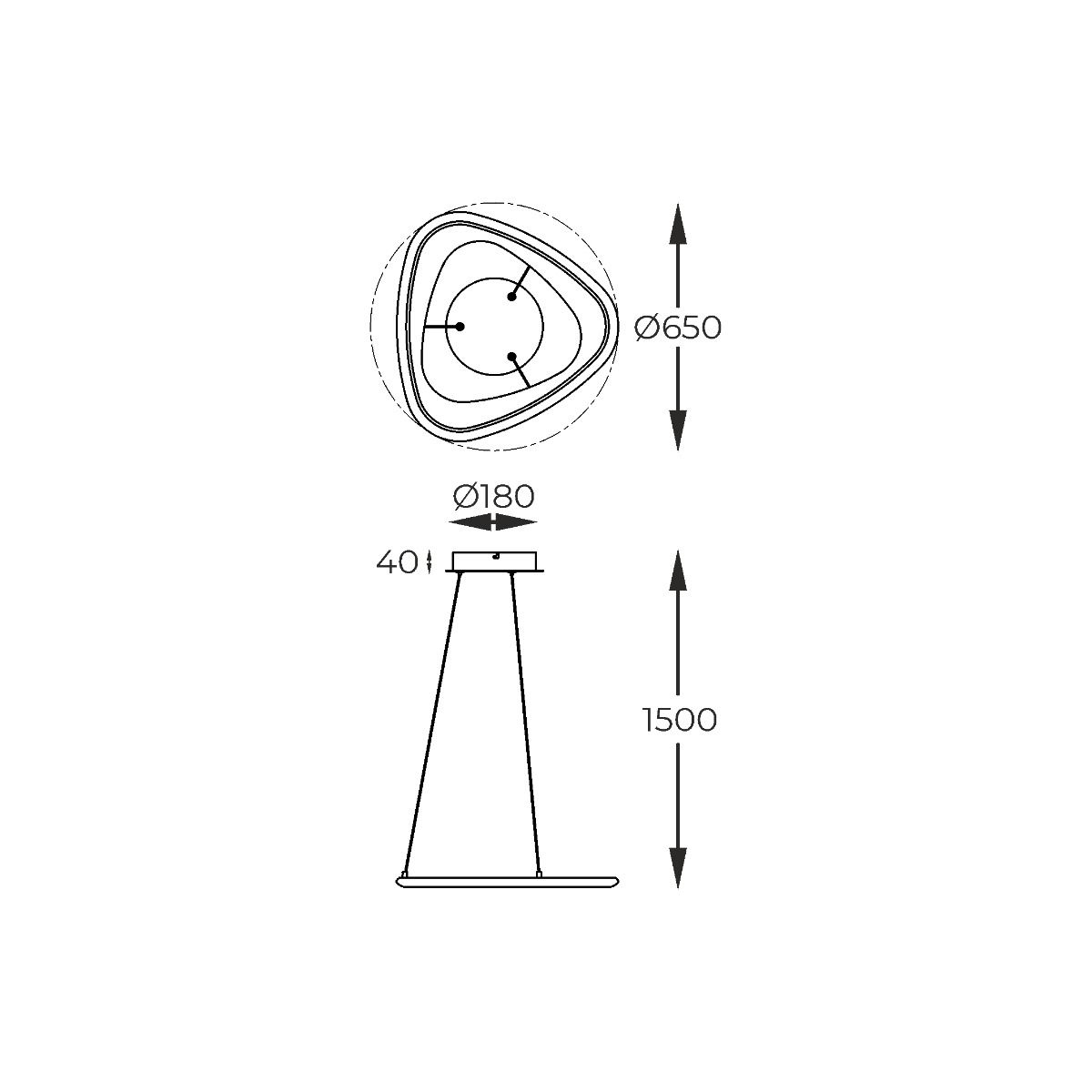 MD3888-1S-3BCT GETAFE LAMPA WISZĄCA CZARNY CHROM/BLACK CHROME