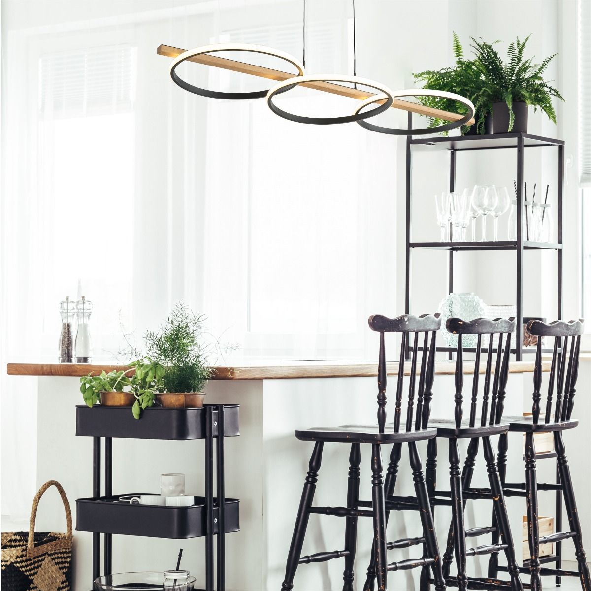 MD3913-3-3BWLT ALMERIA LAMPA WISZĄCA CZARNA-DREWNO/BLACK-WOOD