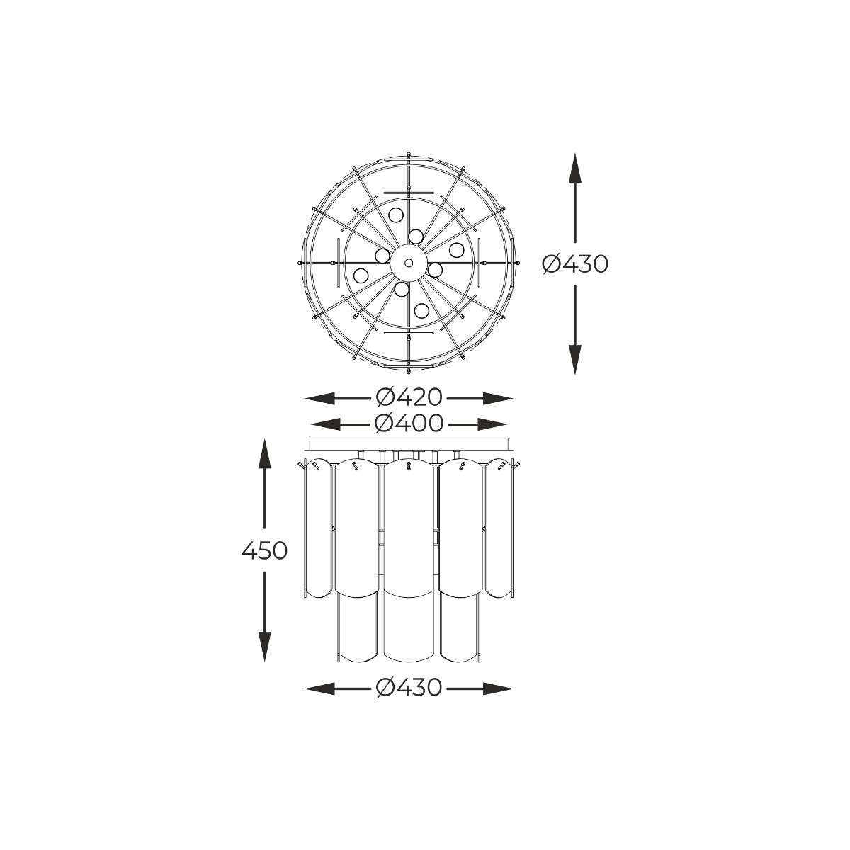 MX3523-8M-EBCN NIRA LAMPA SUFITOWA CZARNA/BLACK