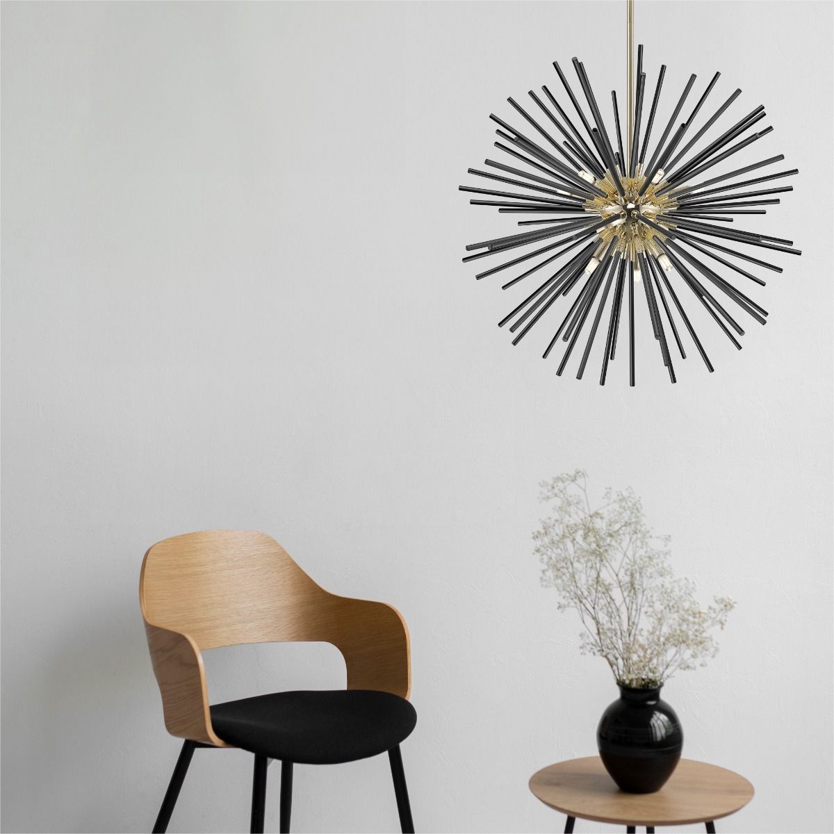 P0491-09C-F7BC URCHIN LAMPA WISZĄCA CZARNO-ZŁOTA/BLACK-GOLD