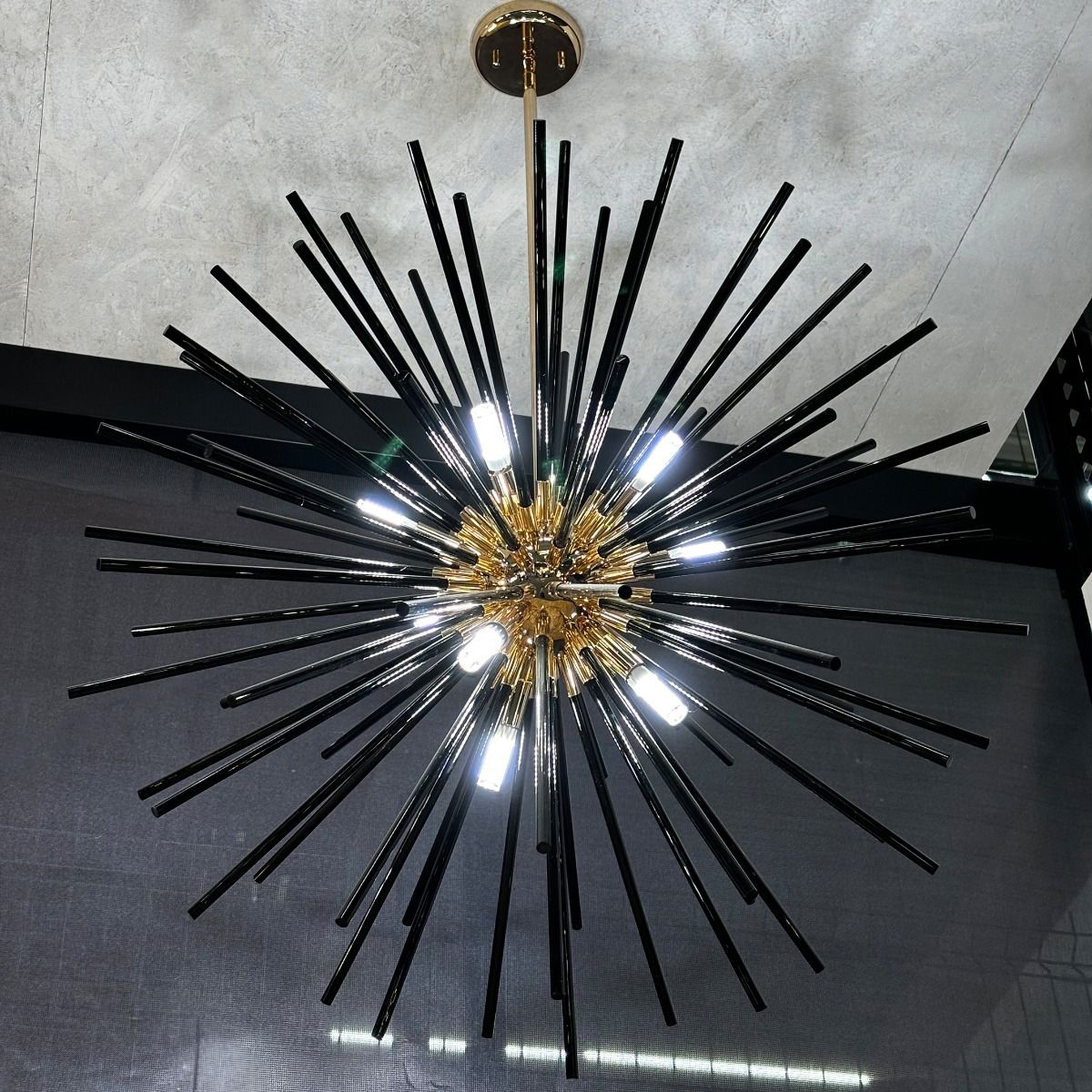 P0491-09C-F7BC URCHIN LAMPA WISZĄCA CZARNO-ZŁOTA/BLACK-GOLD